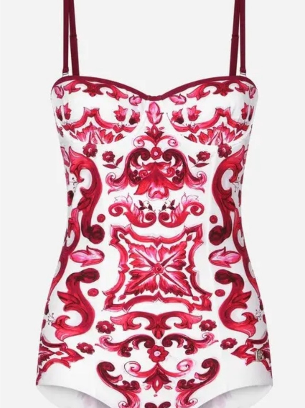 NWT! Dolce & Gabbana Majolica-print one piece swimsuit. Size medium.
